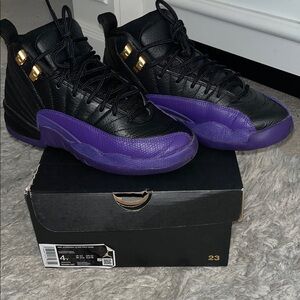 Jordan Black and Purple Sneakers with Gold Details